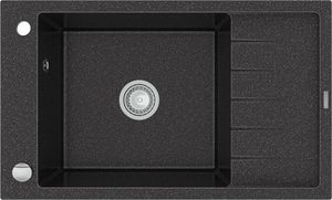 Zlewozmywak Mexen Elias  granitowy 1-komorowy z krótkim ociekaczem 795 x 480 mm, czarny nakrapiany - 6511791005-76 1