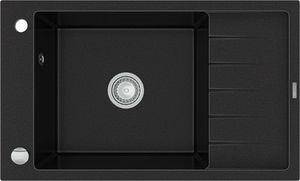 Zlewozmywak Mexen Elias  granitowy 1-komorowy z krótkim ociekaczem 795 x 480 mm, czarny - 6511791005-77 1