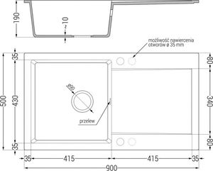 Zlewozmywak Mexen Leo  granitowy 1-komorowy z ociekaczem i baterią kuchenną Telma, biały - 6501-20-670200-00 3