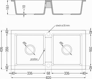 Zlewozmywak Mexen Mario  granitowy 2-komorowy z baterią kuchenną Telma, czarny/srebrny - 6504-73-670200-00 4