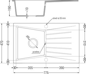Zlewozmywak Mexen Mexen Cesar zlewozmywak granitowy 1-komorowy z ociekaczem i baterią kuchenną Telma, szary - 6514-71-670200-71 3