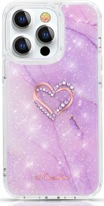 Kingxbar Kingxbar Epoxy Series etui z Kryształami Swarovskiego iPhone 13 Pro Max marmurowy 1