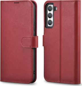 iCarer iCarer Haitang Leather Wallet Case skórzane etui do Samsung Galaxy S22+ (S22 Plus) portfel obudowa pokrowiec czerwony (AKSM05RD) 1
