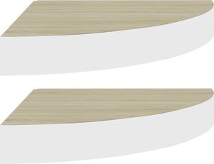 vidaXL Narożne półki ścienne, 2 szt., dąb i biel, 25x25x3,8 cm, MDF 2