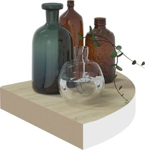 vidaXL Narożne półki ścienne, 2 szt., dąb i biel, 25x25x3,8 cm, MDF 3