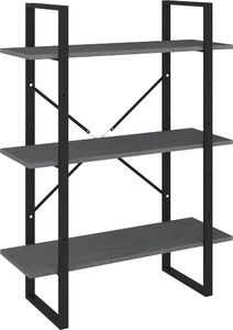 vidaXL 3-poziomowy regał na książki, szary, 80x30x105 cm, sosnowy 2