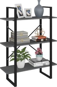 vidaXL 3-poziomowy regał na książki, szary, 80x30x105 cm, sosnowy 3