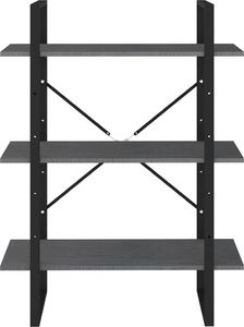 vidaXL 3-poziomowy regał na książki, szary, 80x30x105 cm, sosnowy 6