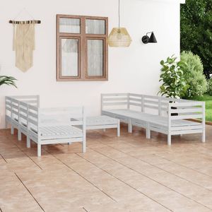 vidaXL 9-cz. zestaw wypoczynkowy do ogrodu, biały, drewno sosnowe 1