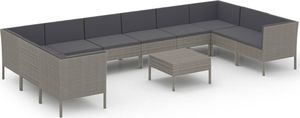 vidaXL 11-cz. zestaw wypoczynkowy do ogrodu, poduszki, szary rattan PE 2