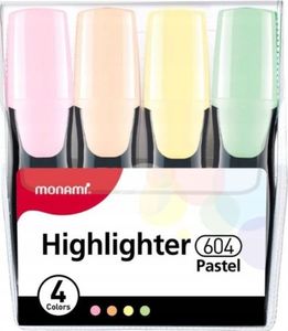 Monami Gruby zakreślacz Highlighter 604 - zestaw 4 kolorów pastelowych Monami 1