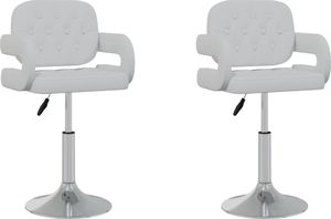 vidaXL Obrotowe krzesła stołowe, 2 szt., białe, obite sztuczną skórą 1
