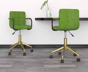 vidaXL Obrotowe krzesła stołowe, 2 szt., jasnozielone, obite aksamitem 1