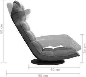 vidaXL Obrotowe krzesło podłogowe, ciemnoszare, obite aksamitem 7