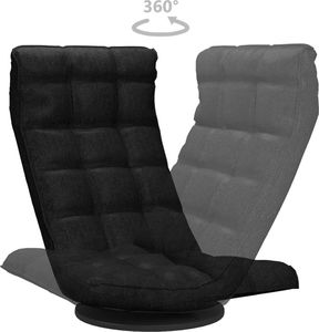 vidaXL Obrotowe krzesło podłogowe, czarne, obite tkaniną 6