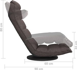 vidaXL Obrotowe krzesło podłogowe, kolor taupe, tapicerowane tkaniną 8