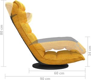 vidaXL Obrotowe krzesło podłogowe, musztardowe, obite tkaniną 8