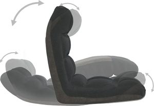 vidaXL Składane krzesło podłogowe, czarne, obite tkaniną 7