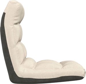 vidaXL Składane krzesło podłogowe, kremowe, obite tkaniną 5