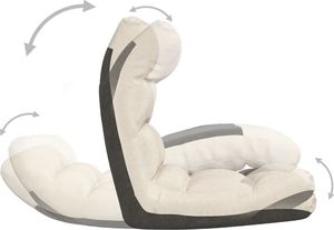 vidaXL Składane krzesło podłogowe, kremowe, obite tkaniną 7