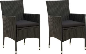 vidaXL Krzesła ogrodowe z poduszkami, 2 szt., polirattan, czarne 1