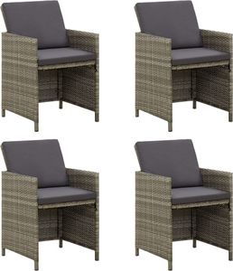 vidaXL Krzesła ogrodowe z poduszkami, 4 szt., polirattan, szare 1