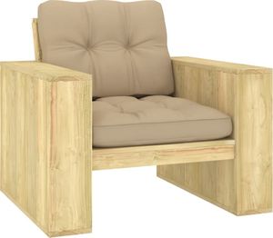 vidaXL Krzesło ogrodowe z beżowymi poduszkami, impregnowana sosna 1