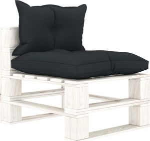 vidaXL Ogrodowe siedzisko z palet z antracytowymi poduszkami, drewno 1