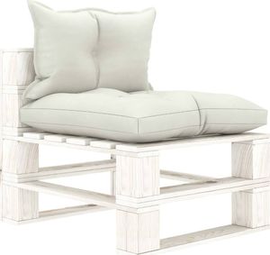 vidaXL Ogrodowe siedzisko z palet, z beżowymi poduszkami, drewniane 1
