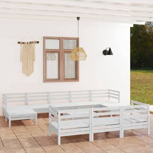vidaXL 11-cz. zestaw mebli wypoczynkowych do ogrodu, biały, sosnowy 1