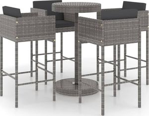 vidaXL 5-cz. zestaw mebli barowych z poduszkami, rattan PE, szary 2
