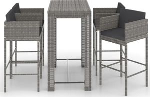 vidaXL 5-cz. zestaw mebli barowych z poduszkami, rattan PE, szary 2