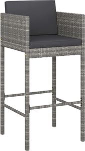 vidaXL 5-cz. zestaw mebli barowych z poduszkami, rattan PE, szary 3