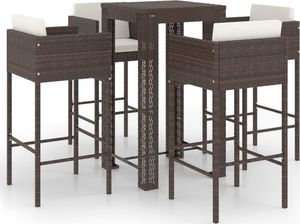 vidaXL 5-cz. zestaw mebli barowych, z poduszkami, rattan PE, brązowy 2