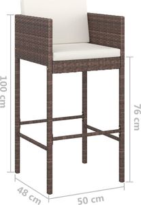 vidaXL 5-cz. zestaw mebli barowych, z poduszkami, rattan PE, brązowy 8