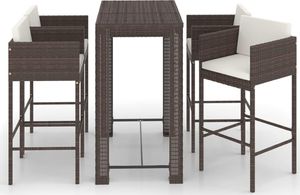 vidaXL 5-cz. zestaw mebli barowych, z poduszkami, rattan PE, brązowy 2