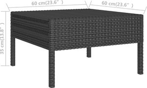 vidaXL 5-cz. zestaw wypoczynkowy do ogrodu, poduszki, czarny rattan PE 7