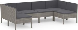 vidaXL 6-cz. zestaw wypoczynkowy do ogrodu, poduszki, rattan PE, szary 2