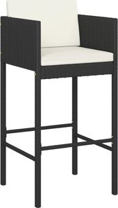 vidaXL 3-cz. zestaw mebli barowych z poduszkami, rattan PE, czarny 3
