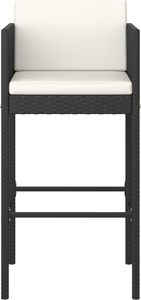 vidaXL 3-cz. zestaw mebli barowych z poduszkami, rattan PE, czarny 4