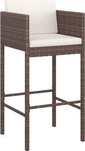vidaXL 3-cz. ogrodowy zestaw mebli barowych, poduszki, rattan PE, brąz 3