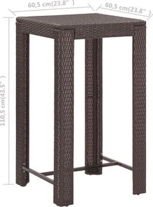 vidaXL 3-cz. ogrodowy zestaw mebli barowych, poduszki, rattan PE, brąz 9
