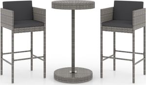 vidaXL 3-cz. zestaw mebli barowych z poduszkami, rattan PE, szary 2