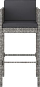 vidaXL 3-cz. zestaw mebli barowych z poduszkami, rattan PE, szary 4
