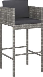 vidaXL 3-cz. zestaw mebli barowych z poduszkami, rattan PE, szary 3