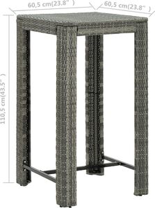 vidaXL 3-cz. zestaw mebli barowych z poduszkami, rattan PE, szary 9