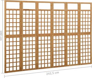 vidaXL Parawan pokojowy 6-panelowy/trejaż, drewno jodłowe, 242,5x180cm 6