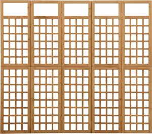 vidaXL Parawan pokojowy 5-panelowy/trejaż, drewno jodłowe, 201,5x180cm 2