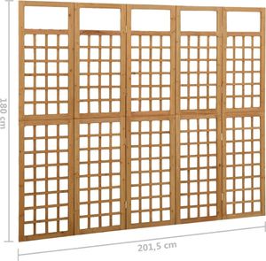 vidaXL Parawan pokojowy 5-panelowy/trejaż, drewno jodłowe, 201,5x180cm 6
