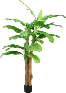 vidaXL Sztuczne drzewko bananowe z doniczką, 115 cm, zielone 2